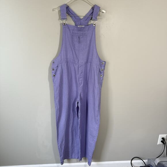 Real Comfort 100% Linen Overall Purple Plus Size 14 Straight Leg Lagenlook - Picture 1 of 6